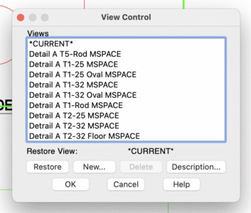 View Control palette in AutoCAD for Mac — not the same as the Windows View Manager
